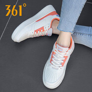 361°女鞋秋冬板鞋小白鞋休閑鞋厚底鞋學(xué)生白鞋女款平底鞋正品運動(dòng)鞋女 羽毛白/粉橘色6623 35 【官方正品/現貨速發(fā)】