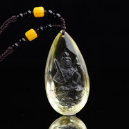 天然水晶 黃水晶吊墜 八大守護神吊墜虛空藏菩薩守護神生肖屬?；⒈久鸬鯄嬆信楁?一物一圖附鑒定證書(shū) 款式一 60*32*15mm