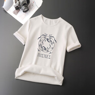 誠景短袖體恤男士加絨加厚修身印花打底衫T恤圓領(lǐng)內穿秋冬季半袖上衣I 米白色加絨 XL