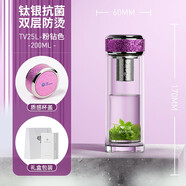 萬象（WANXIANG）雙層抗菌玻璃杯節(jié)日禮物商務(wù)辦公車載男便攜高檔禮盒男高檔泡茶杯 TV25L-粉鉆色200ml