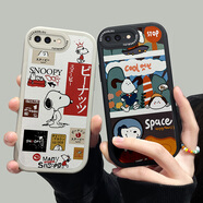 帥璽 適用蘋果8plus/7p手機殼 iPhone8/7/se2硅膠防摔卡通小羊皮軟殼男女 蘋果8plus/7p【酷炫黑】月球史奴比-贈保護膜
