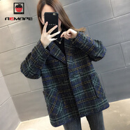 AEMAPE毛呢大衣女2025秋冬季新款加棉不加棉呢子外套女裝小個(gè)子 墨綠色【加棉】_298# 加厚 L _115-130斤