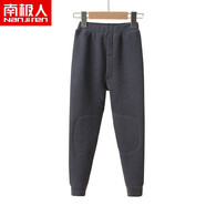 南極人兒童德絨保暖褲男童加厚秋褲中大童棉毛褲內穿女童貼片加絨褲棉褲 深灰(有貼片） 160（建議身高146-155CM）