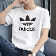 阿迪達(dá)斯 （adidas）三葉草短袖T恤男士2025夏季休閑半袖透氣圓領(lǐng)上衣跑步健身體恤 純棉質(zhì)感H06644白色三葉草潮款 XL 建議體重190-210斤
