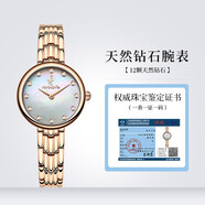 rorolove12顆天然鉆石女士學(xué)生手表 簡約潮流腕表 送女友閨蜜七夕禮物 珍珠白 鋼帶25mm表盤