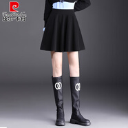 皮爾卡丹（pierre cardin）毛呢短裙女半身裙高腰A字裙秋冬2025新款小個(gè)子傘裙冬季蓬蓬裙厚 黑色 裙長(zhǎng)45CM M 20 2尺 27碼