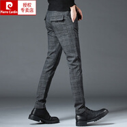 皮爾卡丹（pierre cardin）休閑褲男士秋冬款修身直筒2023加絨英倫商務(wù)加厚格子長(cháng)褲小西褲男 1950灰色 34