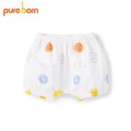 博睿恩（Pureborn）夏季寶寶短褲紗布透氣褲子清涼面包褲嬰兒純棉燈籠褲 五彩笑臉（紗布） 110