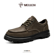名郎（MELLEN）男鞋頭層牛皮柔軟舒適商務(wù)休閑鞋新款工裝鞋西裝大頭皮鞋男 卡其色 44