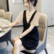 KANJ 高檔娃娃領(lǐng)連衣裙夏季短袖2022新款小個子女士減齡時尚裙子顯瘦遮肉女裝 2928款 M【建議95-105斤】