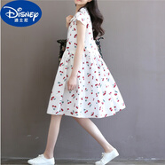 迪士尼（Disney）女大童連衣裙12-15歲夏裝胖女孩13寬松加肥加大碼初中生碎花裙子9 白色實(shí)物會(huì)透一些 S【建議體重65-85斤】