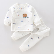 承承鹿0-1歲新生嬰幼兒保暖貼身套裝秋冬夾棉內衣無(wú)骨打底分體家居衣服 夾棉套裝D05和D06小汽車(chē)藍 66 (均 碼) 【11-15斤】