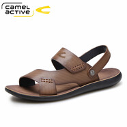 駱駝動感（camel active）涼鞋男真皮夏季防水防滑外穿兩穿涼拖頭層牛皮透氣軟底男士沙灘鞋 57852卡其 43 （按平常運(yùn)動鞋碼拍）