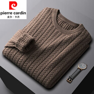 皮爾卡丹（pierre cardin）男裝品牌秋冬季粗針厚款毛衣男全.棉純色針織衫毛衫麻花修身潮 卡其【6007款-主圖款】 2XL 適合150-165斤