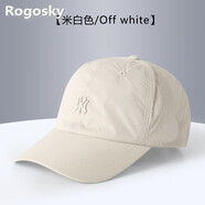 Rogosky專柜潮牌帽子男女通用薄款透氣速干棒球帽時尚跑步遮陽防曬鴨舌帽 MQM米白色 可調(diào)節(jié)(55-60cm)