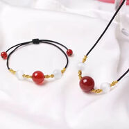 夢(mèng)君宸紅瑪瑙紅豆項(xiàng)鏈?zhǔn)止ぞ幙椣嗨级归|蜜情侶款轉(zhuǎn)運(yùn)珠吊墜 瑪瑙貓眼石【一套】吊墜+手鏈 紅瑪瑙