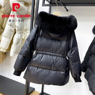 皮爾卡丹（pierre cardin）大毛領(lǐng)羽絨服女2025冬新款韓國(guó)寬松加厚小個(gè)子冬裝短款外套 黑色 S