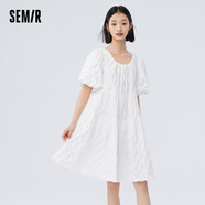 森馬森馬連衣裙夏季甜美泡泡袖少女公主裙寬松顯瘦女裙 本白10101 155/80A/S