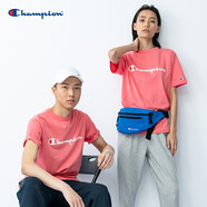 Champion夏季經(jīng)典款印花草寫LOGO圓領休閑運動T恤無性別冠軍短袖男女情侶 粉紅色(偏薄） XL