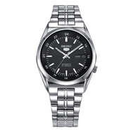 精工（SEIKO）手表 SIEKO5號系列商務(wù)休閑夜光雙日歷黑盤鋼帶自動機械男士腕表 黑盤鋼帶SNK567J1