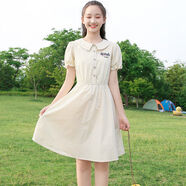 御仕達娃娃領(lǐng)初高中連衣裙新款夏裝甜美風甜美甜美風少女裙子中學 黃色 XS 建議75至88斤穿