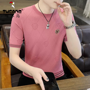 啄木鳥(niǎo)（TUCANO） 歐洲站男士冰絲短袖t恤夏季高端刺繡針織圓領(lǐng)體恤衫潮牌上衣 2粉紅色 M 90-105斤