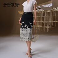 云思木想Ysimo-X摩登國風(fēng)2025春季新款蕾絲邊中長(cháng)半身裙女12719 黑色 L