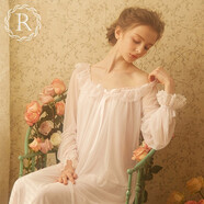 Rose TreeRoseTree宮廷睡裙春秋復(fù)古薄紗蕾絲夏季家居服公主風(fēng)性感女神睡衣 柔粉色 M