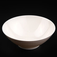 KORDCO日式拉面碗酒店餐具白色仿瓷螺紋大碗螺紋面碗湯碗米線(xiàn)碗密胺大碗 米白色 7.75英寸（20厘米*7.5厘米）