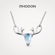 RHODON一鹿有你月光石項鏈女麋鹿吊墜925銀飾生日禮物小眾設(shè)計感鎖骨鏈 月光石麋鹿項鏈【送證書】