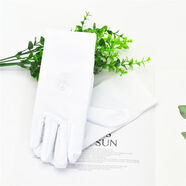 拼搏奇人夏季短款繡花手套氨綸防曬彈力開(kāi)車(chē)刺繡薄款女禮儀跳舞珠寶白手套 白色