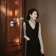 菲尼東爵馬甲背心連衣裙女春秋中長(cháng)款背帶裙韓版百搭無(wú)袖外穿寬松打底裙 黑色 2XL 135-145斤