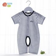 貝貝怡【官方發(fā)售】新生兒衣服嬰兒連體衣開(kāi)檔夏裝男女童寶寶爬服哈衣 藍(lán)白 3個(gè)月/身高59cm
