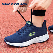 斯凱奇（Skechers）跑步鞋男鞋旗艦網(wǎng)鞋透氣運(yùn)動鞋秋季新款網(wǎng)面鞋男士鞋子 NVLM海軍藍(lán)色/檸檬色 42