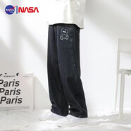 NASA BASE官方潮牌聯(lián)名牛仔褲男女款春季薄款寬松直筒青少年大碼休閑褲子男 628-黑色（小熊款） 4XL (建議180-200斤）