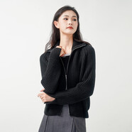 唯唯（WEWE）女士針織衫秋季新款女裝簡(jiǎn)約甜酷休閑時(shí)尚開衫外套 黑色 S(160)