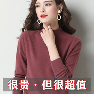 AMNCK品牌羊絨衫女100純山羊絨秋冬女士半高領(lǐng)針織打底衫毛衣鄂爾多市 粉紫 4XL 建議150-165斤