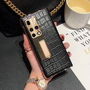 閃森【殼膜一體】適用華為MateX2折疊屏手機殼真皮全包魅特x2典藏版手機保護套奢華高檔皮套新款 【鱷魚(yú)紋黑色】電鍍金屬護鏡支架 高清版前蓋【殼膜一體】