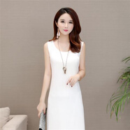 俏婷朵連衣裙莫代爾外穿吊帶裙子女夏季中長(cháng)款內搭黑色襯裙寬松背心裙 001 中款 【白色】 XL 建議105-120斤