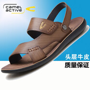 駱駝動(dòng)感/CAMELACTIVE涼鞋男沙灘鞋男夏季新款頭層牛皮真皮男士涼鞋 57852卡其色 41