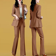 楚馨2025春秋季新款女裝兩件套套裝職業(yè)裝小西裝女士正裝小西服外套女 卡其色 L