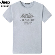 JEEP SPIRIT吉普短袖T恤男夏季新款棉質(zhì)圓領(lǐng)薄款休閑純色大碼體恤上衣寬松 9053淺灰色 3XL /155-170斤