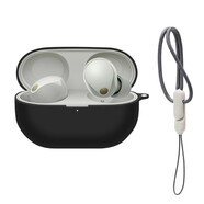相曼 適用Sony/索尼WF-1000XM5耳機(jī)套xm5全包防摔保護(hù)套降噪豆5保護(hù)軟殼防丟掛繩 1000XM5保護(hù)套【黑色】+掛繩