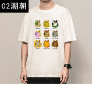C2潮朝極學(xué)式純棉神煩狗T恤doge五分袖狗狗幣柴犬dogecoin周邊衣服dogeT恤 【純棉】白色 8080 神煩犬 L碼（120-140斤）
