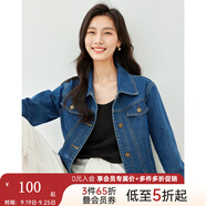 梵希蔓高腰茄克復(fù)古牛仔夾克外套女2025春秋新款寬松百搭開衫上衣 70672 牛仔藍(lán) M