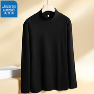 真維斯（Jeanswest） T恤長(cháng)袖男秋冬加絨加厚打底立領(lǐng)上衣打底衫上衣服長(cháng)袖純色t恤 黑色【立領(lǐng)】 M(推薦體重100斤-110斤左右)