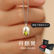 VANNISA 開心果項鏈女S925銀鎖骨鏈高級小眾設(shè)計感吊墜輕奢時尚頸鏈送女朋友七夕情人節(jié)生日禮物 開心果項鏈【奢華·玫瑰禮盒】