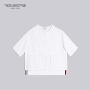 THOM BROWNE[TB]湯姆布朗童裝純棉短袖口袋襯衫 白色 100 （4）