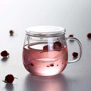 哲韻 玻璃水杯花茶杯茶水分離杯泡茶杯三件杯耐高溫帶過(guò)濾內膽辦公杯 圓趣杯300ml
