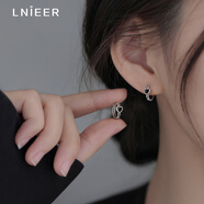 Lnieer925銀黑色愛(ài)心銀耳圈女耳環(huán)2025新款爆款輕奢小眾高級感耳釘耳飾 S925銀黑色愛(ài)心耳圈